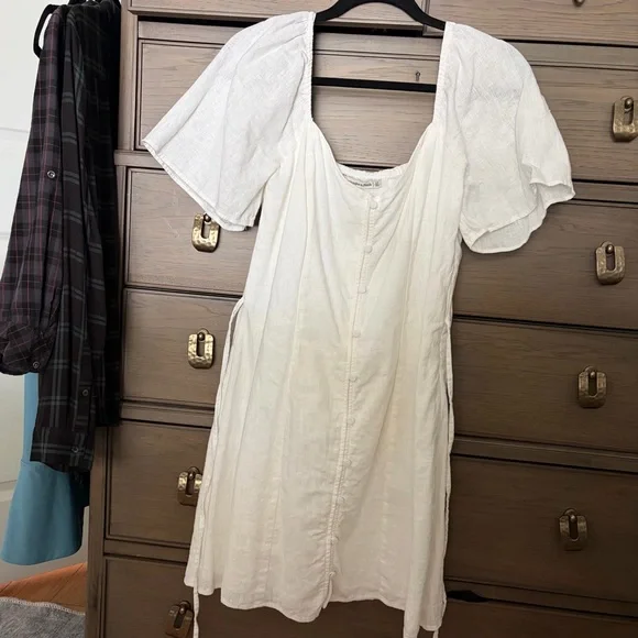 Abercrombie & Fitch Linen-Blend Button-Through Mini Dress LT - Picture 5 of 8